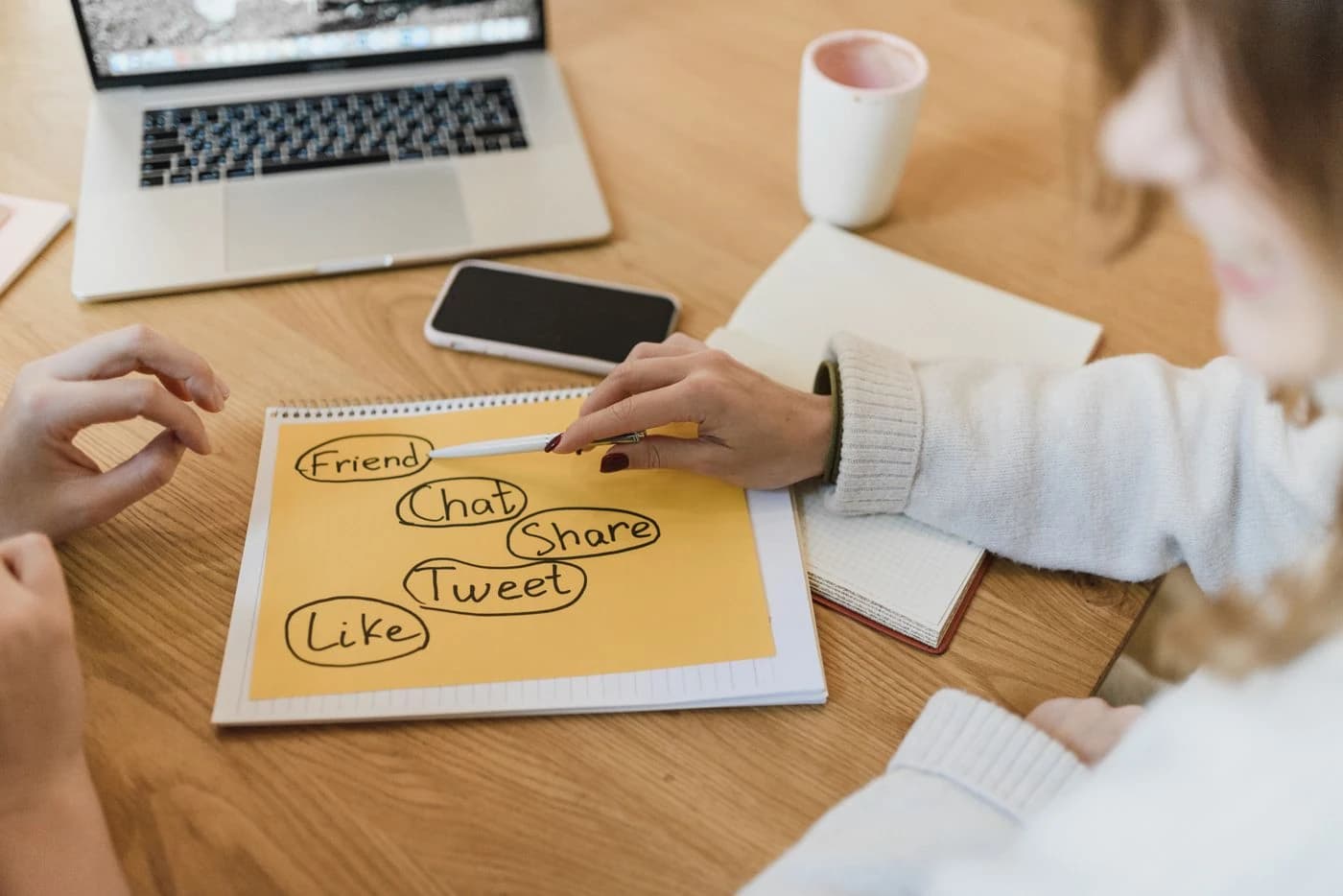 Marketing professionals planning a social media content strategy