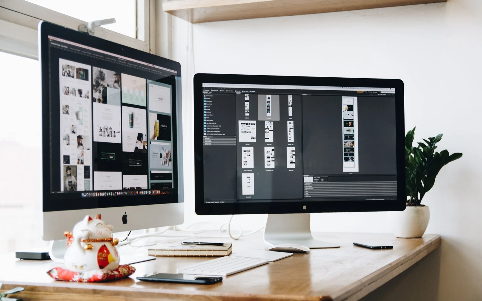 Creative professional editing visual content at a workstation