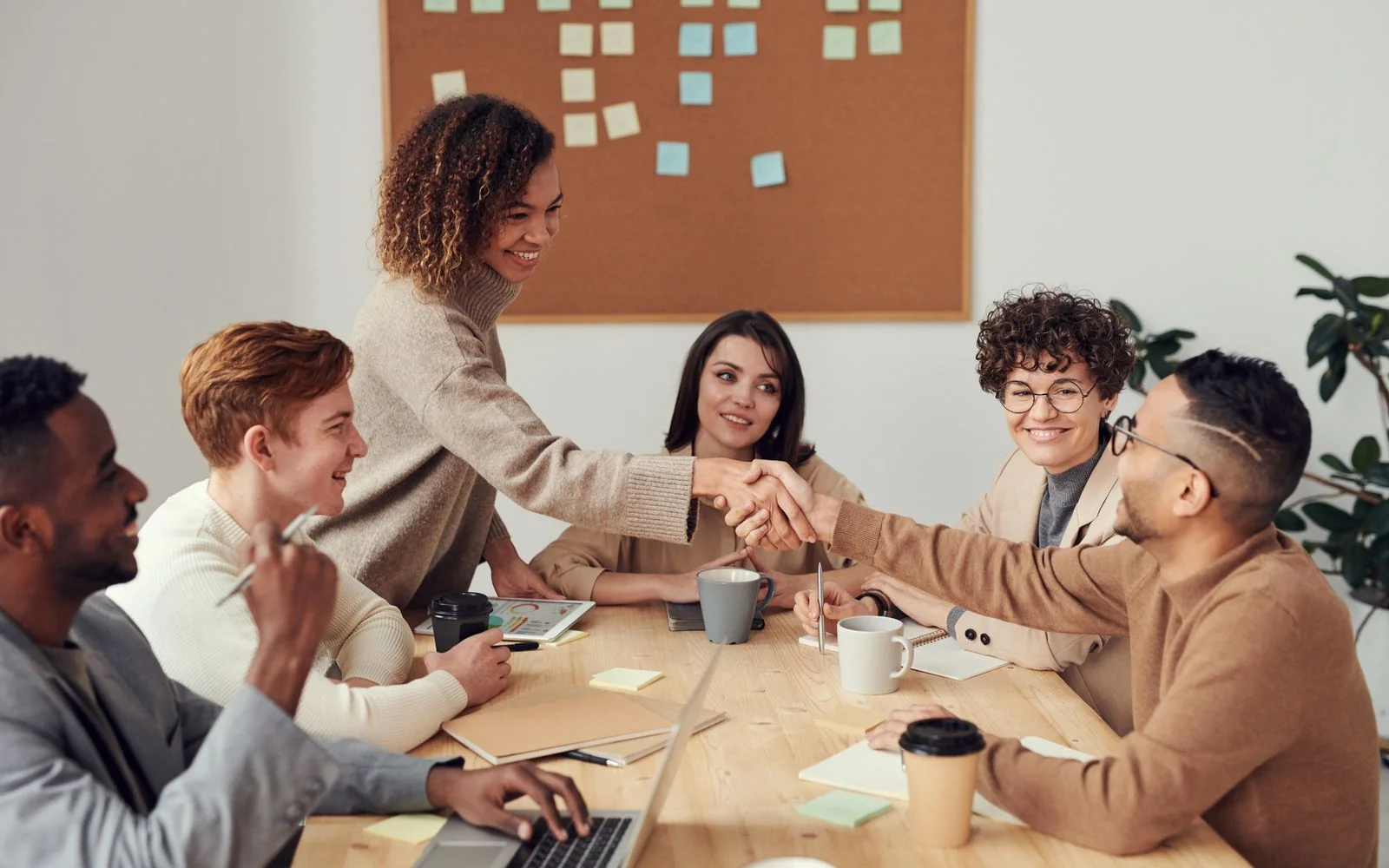 Marketing team reviewing a social media workflow